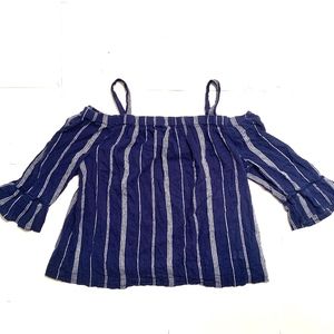 Sonoma Blue and White Peasant Blouse